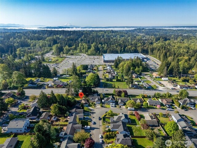 bird's eye view with a view of trees