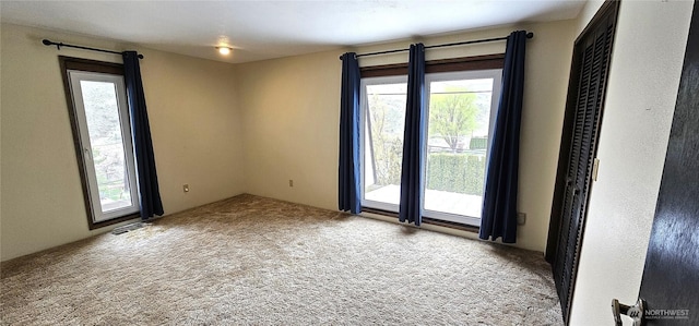 unfurnished room with carpet and plenty of natural light