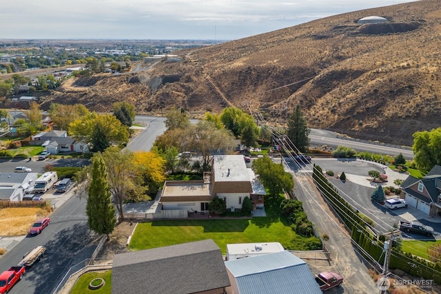 aerial view with a mountain view