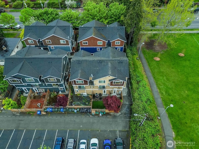drone / aerial view with a residential view