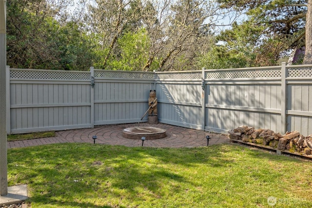 view of yard with a fenced backyard