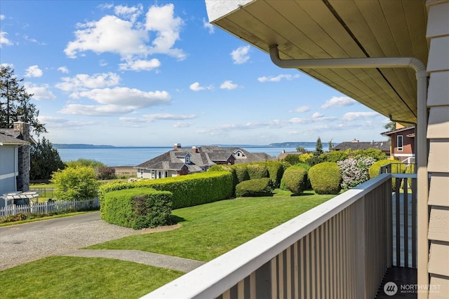 balcony with a water view