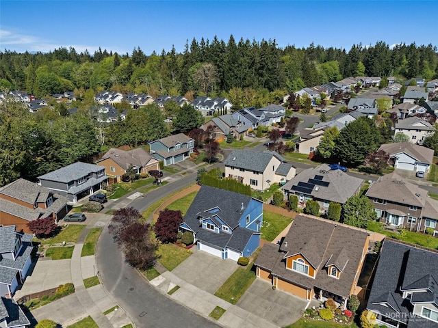birds eye view of property with a residential view