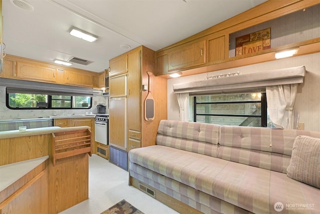 kitchen with light countertops, visible vents, and a wealth of natural light