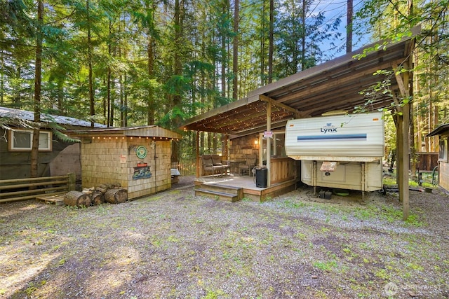 view of yard with a wooden deck