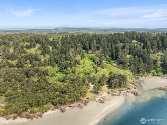bird's eye view featuring a forest view