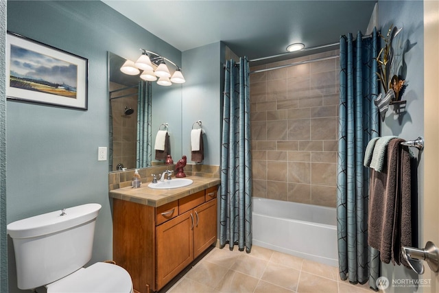 150 102nd Ave SE Unit 213, Bellevue, WA 98004 - bathroom with toilet, shower / bath combination with curtain, tile patterned flooring, and vanity