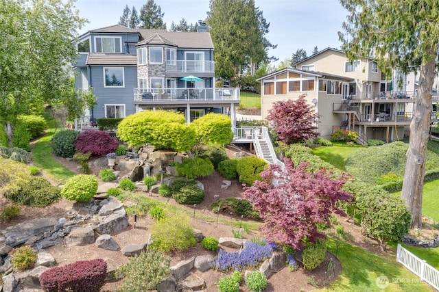 view of yard with stairway
