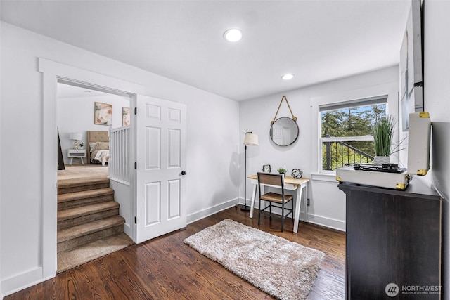 1626 106th Ave SE, Bellevue, WA 98004 - office featuring baseboards, dark wood finished floors, and recessed lighting