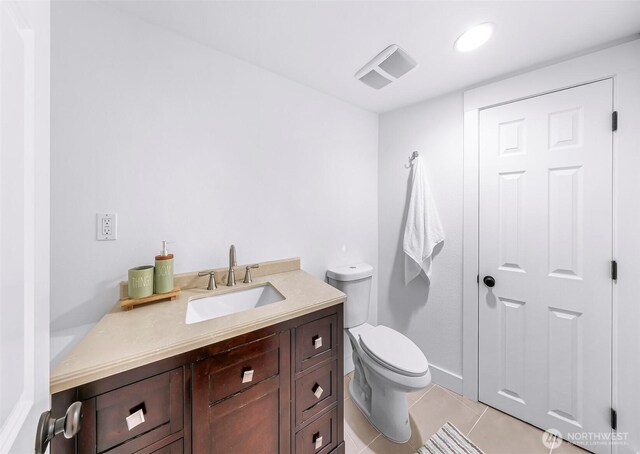 1626 106th Ave SE, Bellevue, WA 98004 - bathroom with toilet, tile patterned flooring, vanity, and visible vents