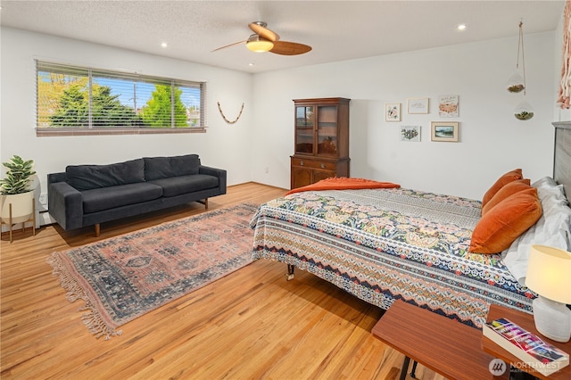 6614 N 49th St, Tacoma, WA 98407 - bedroom featuring recessed lighting, a ceiling fan, and wood finished floors