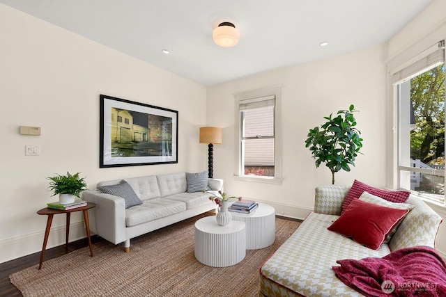 514 30th Ave E, Seattle, WA 98112 - living room featuring baseboards, recessed lighting, and wood finished floors