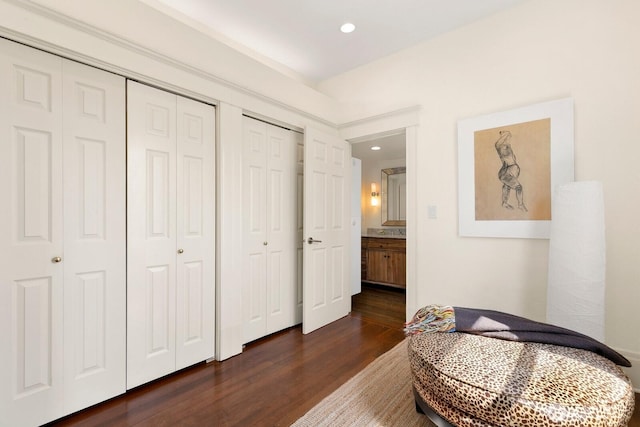 514 30th Ave E, Seattle, WA 98112 - bedroom featuring dark wood-style flooring, multiple closets, and recessed lighting