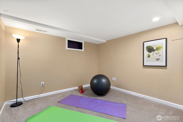 514 30th Ave E, Seattle, WA 98112 - exercise area with baseboards, carpet flooring, recessed lighting, and visible vents