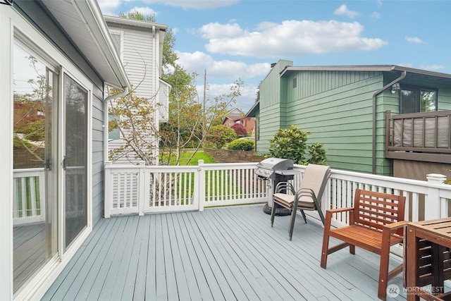 deck with a grill