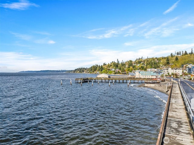 view of dock featuring a water view
