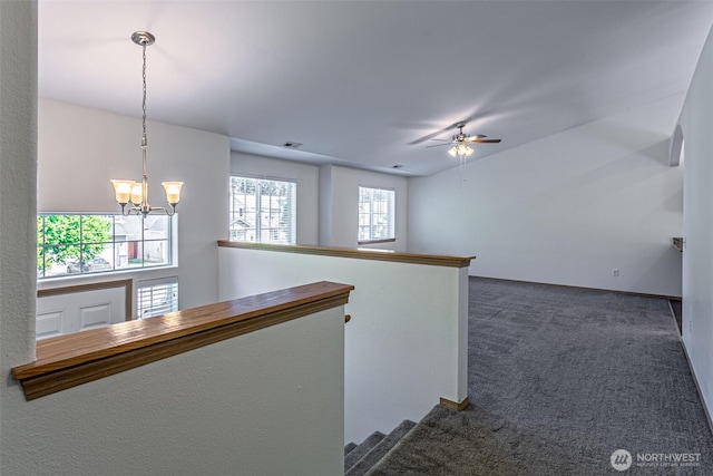 8342 49th Loop SE, Olympia, WA 98513 - hall featuring carpet, a notable chandelier, an upstairs landing, and visible vents