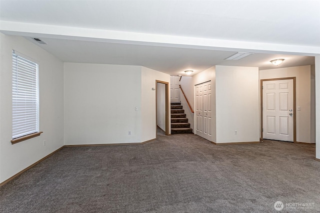 8342 49th Loop SE, Olympia, WA 98513 - interior space with baseboards, stairway, visible vents, and carpet floors