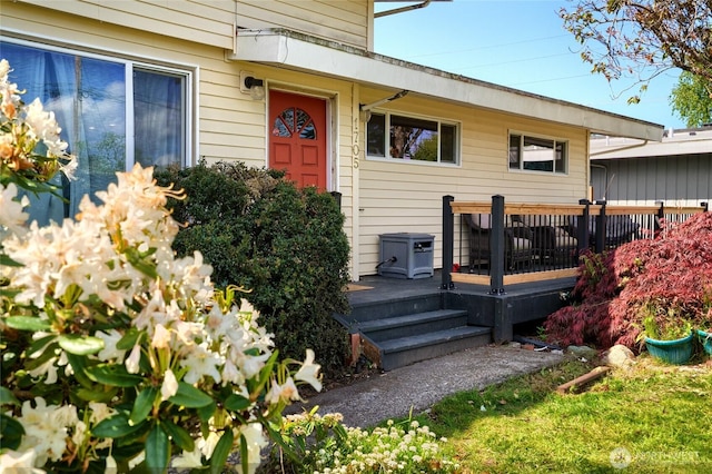 1705 36th St, Anacortes, WA 98221 - entrance to property with a wooden deck