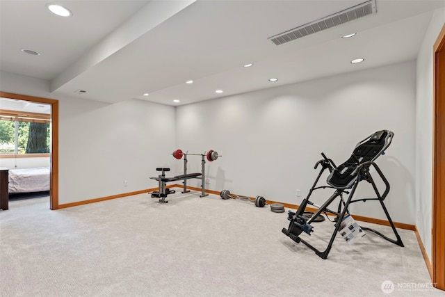 12105 SE 23rd St, Bellevue, WA 98005 - workout area featuring baseboards, recessed lighting, and visible vents
