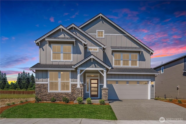 9319 129th Street Ct NW, Gig Harbor, WA 98329 - craftsman inspired home featuring board and batten siding, concrete driveway, and a garage
