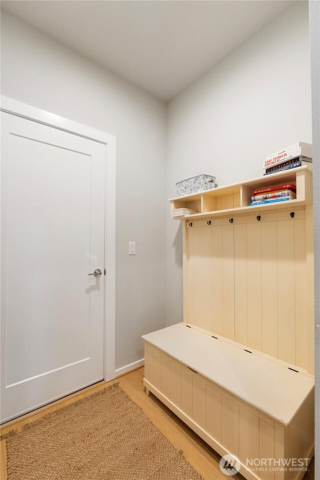 mudroom featuring light wood finished floors