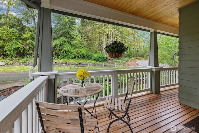 wooden deck with covered porch