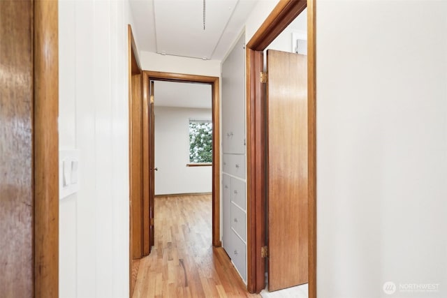 hall with light wood-type flooring