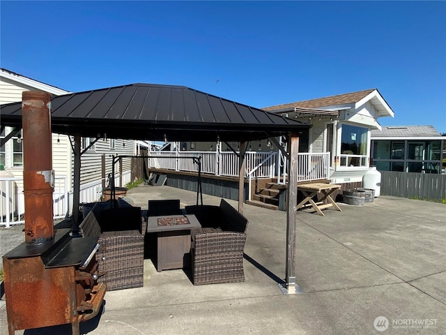7704 Birch Bay Dr Unit 4904, Blaine, WA 98230 - view of patio featuring a gazebo and an outdoor fire pit