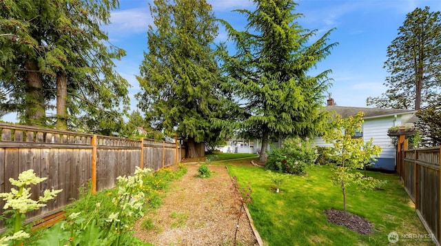 view of yard featuring a fenced backyard