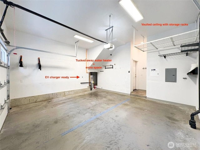 18517 96th Dr NE Unit A, Bothell, WA 98011 - garage featuring a garage door opener, electric panel, and electric water heater