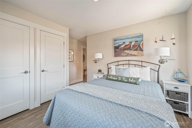 bedroom featuring wood finished floors