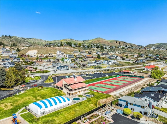 bird's eye view with a mountain view and a residential view
