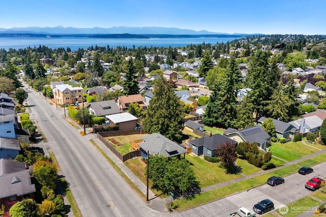 6357 37th Ave SW, Seattle, WA 98126 - aerial view of residential area with a water and mountain view