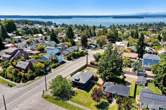 6357 37th Ave SW, Seattle, WA 98126 - aerial perspective of suburban area featuring a water and mountain view