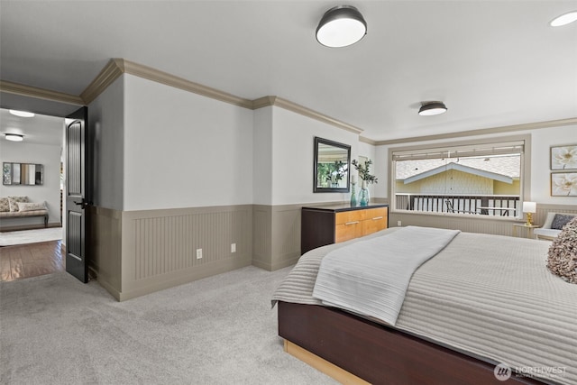 2716 58th Street Ct NW, Gig Harbor, WA 98335 - bedroom featuring wainscoting, crown molding, and carpet flooring