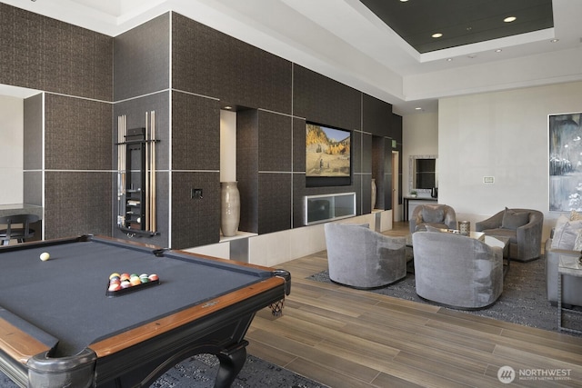 10610 NE 9th Pl Unit G403, Bellevue, WA 98004 - rec room featuring wood finished floors, billiards, and recessed lighting