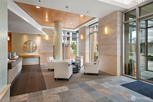10610 NE 9th Pl Unit G403, Bellevue, WA 98004 - building lobby with recessed lighting and expansive windows