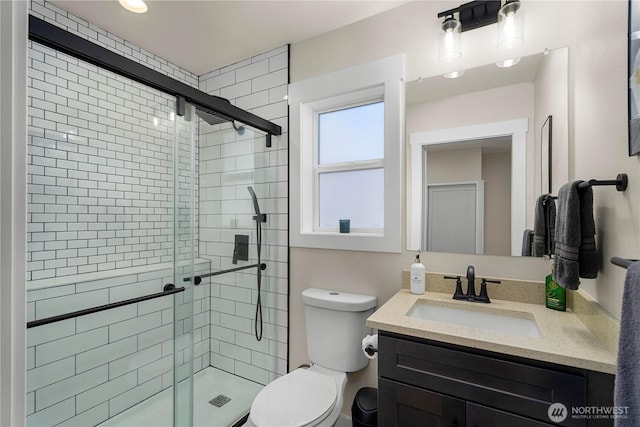 3315 N 35th St, Tacoma, WA 98407 - full bathroom featuring vanity, a shower stall, and toilet