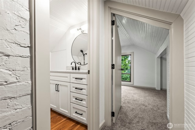 1538 7th St, Bremerton, WA 98337 - bathroom with vanity and vaulted ceiling