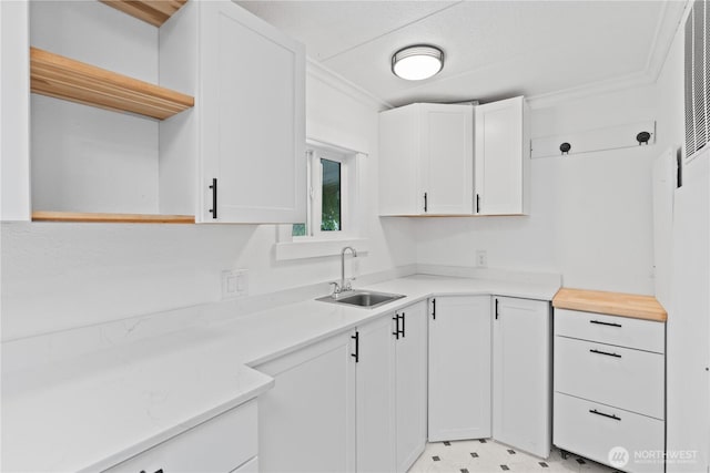 607 37th St SE Unit 92, Auburn, WA 98002 - kitchen with white cabinetry, open shelves, light countertops, and a sink
