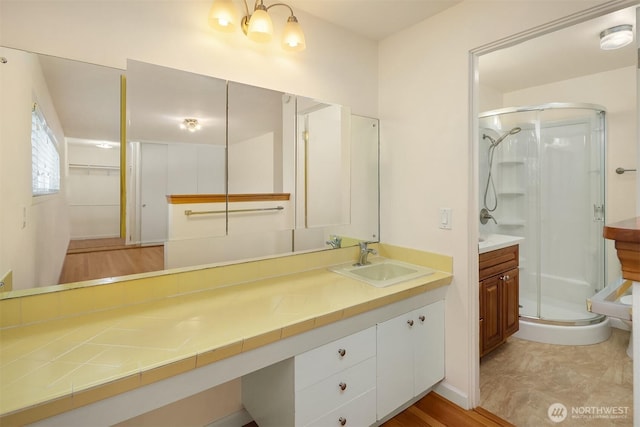 9750 SE 41st St, Mercer Island, WA 98040 - bathroom with vanity and a stall shower