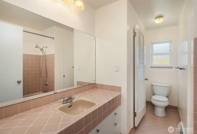 9750 SE 41st St, Mercer Island, WA 98040 - bathroom featuring tile patterned floors, vanity, toilet, and a shower