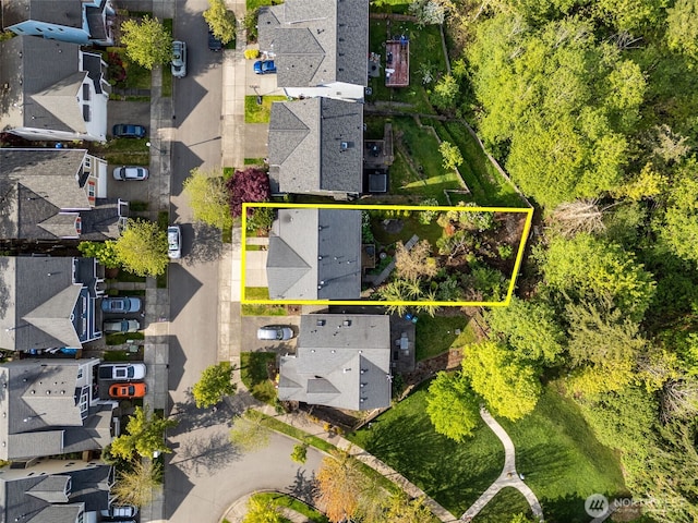 drone / aerial view with a residential view