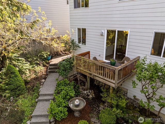 view of yard featuring a deck