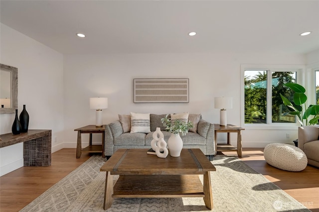 321 Bellevue Way SE Unit 401, Bellevue, WA 98004 - living area with baseboards, recessed lighting, and wood finished floors