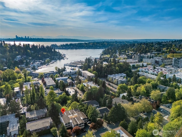 321 Bellevue Way SE Unit 401, Bellevue, WA 98004 - drone / aerial view featuring a water view