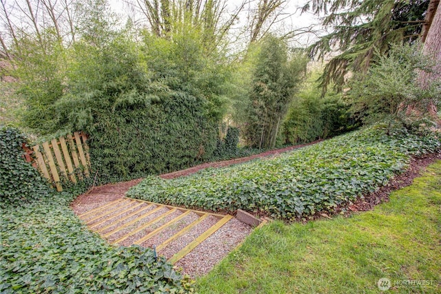 view of yard with fence