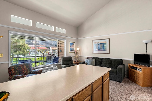 office space with light colored carpet
