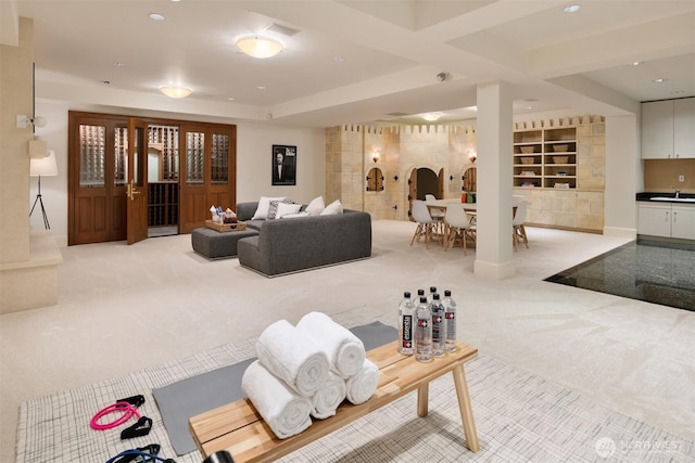 3602 Evergreen Point Rd, Medina, WA 98039 - living area featuring recessed lighting, built in features, and carpet